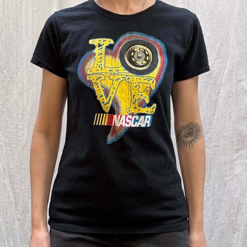 NASCAR Black‎ LOVE and Tire Crew Neck T-Shirt